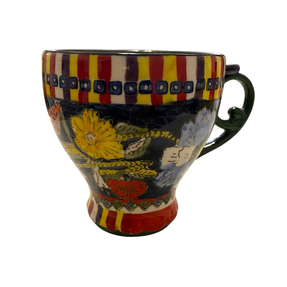 Fun Circus Multicolored Floral Coffee Mug Tea Cup 4" Tall
